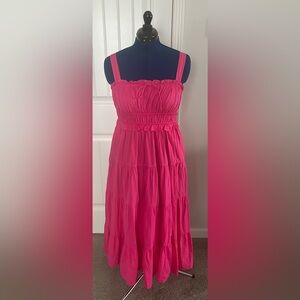 J. Crew Pink Tiered Midi Sundress